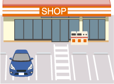 Parking spaces of convenience stores or restaurants